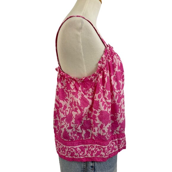 J. Crew Top Women's Small Button Front Tank Adjustable Strap Rosebud Floral Pink - Picture 5 of 15